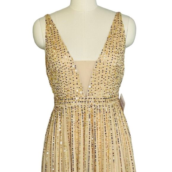 Mac Duggal Gold Maxi Dress - Picture 7 of 12